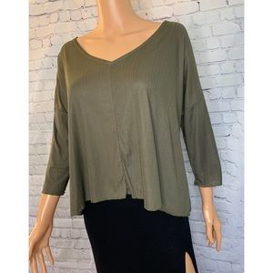 MANGO NWOT Olive green Long Sleeve Silky blouse top